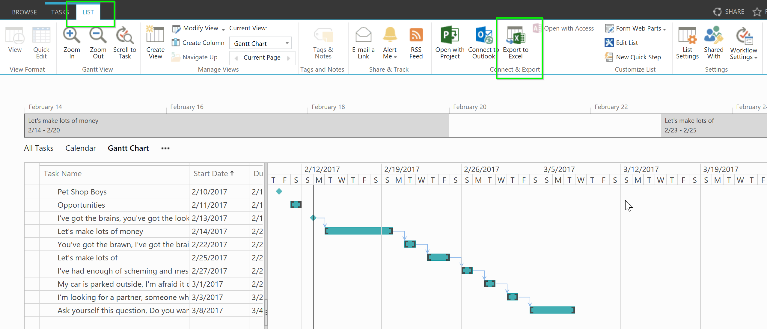 Day 350 Using Gantt Charts In SharePoint Task Lists Tracy Van Der Schyff