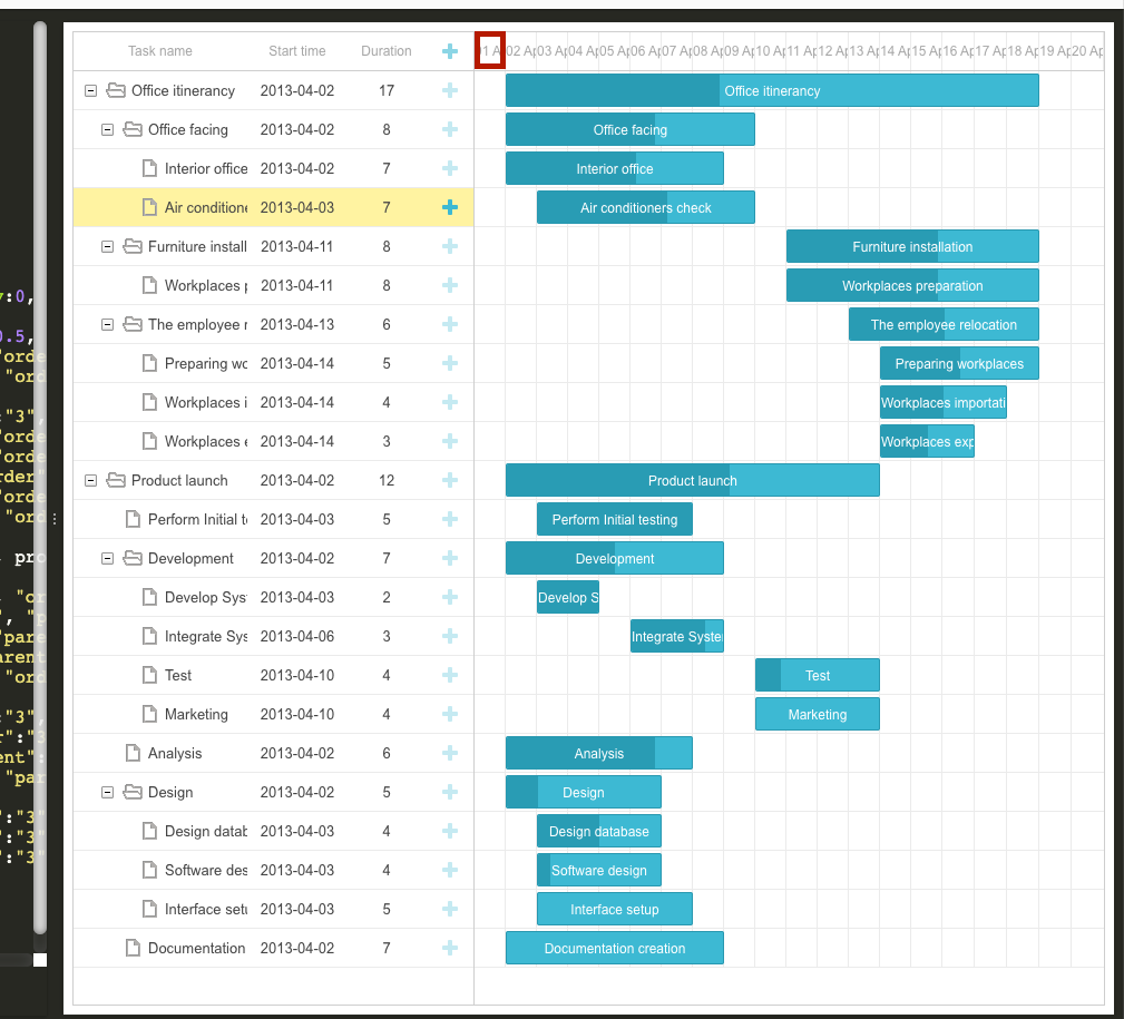 Dhtmlx How To Set A Static Width For A Gantt Cell Stack Overflow