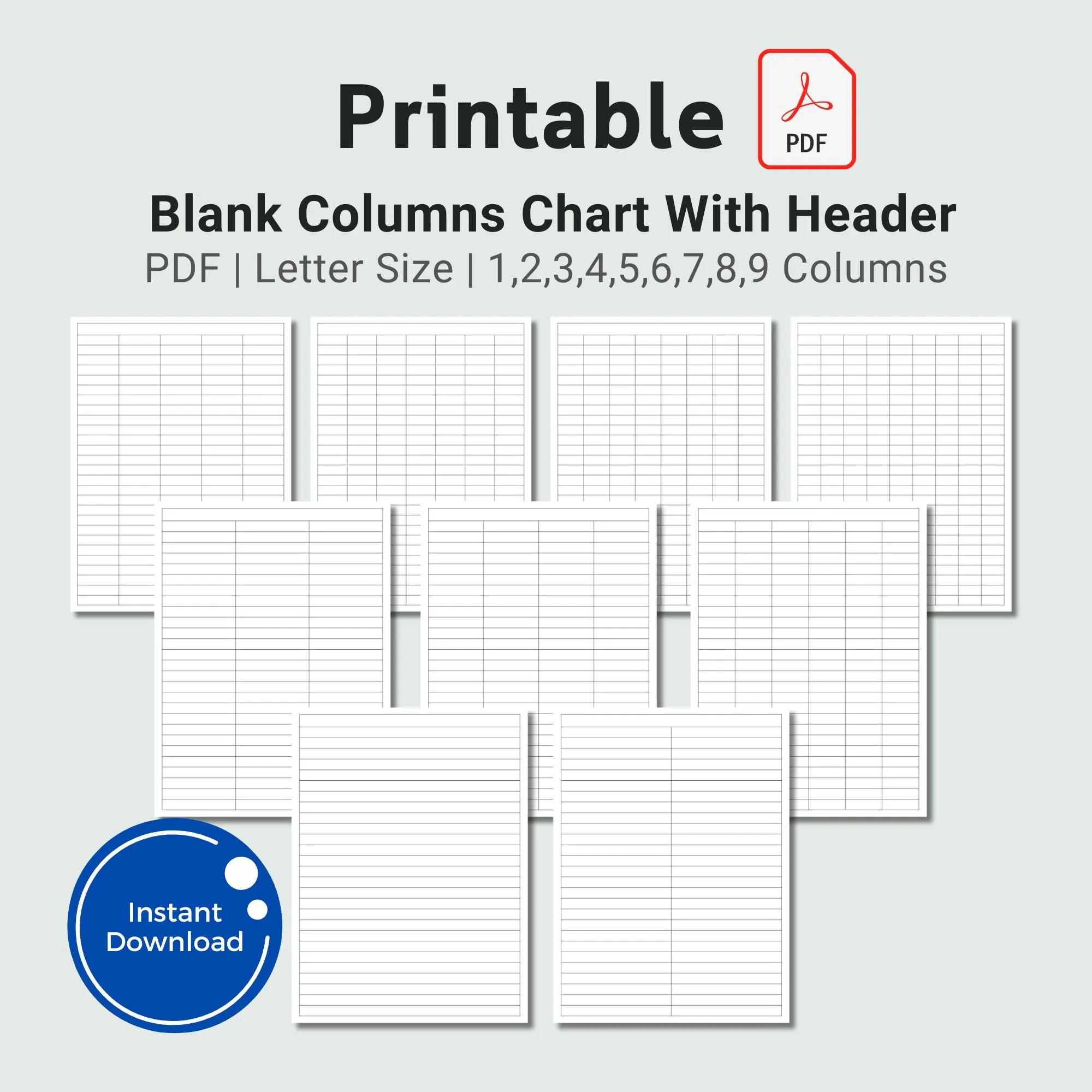 Digital Editable Chart With Four Columns Etsy
