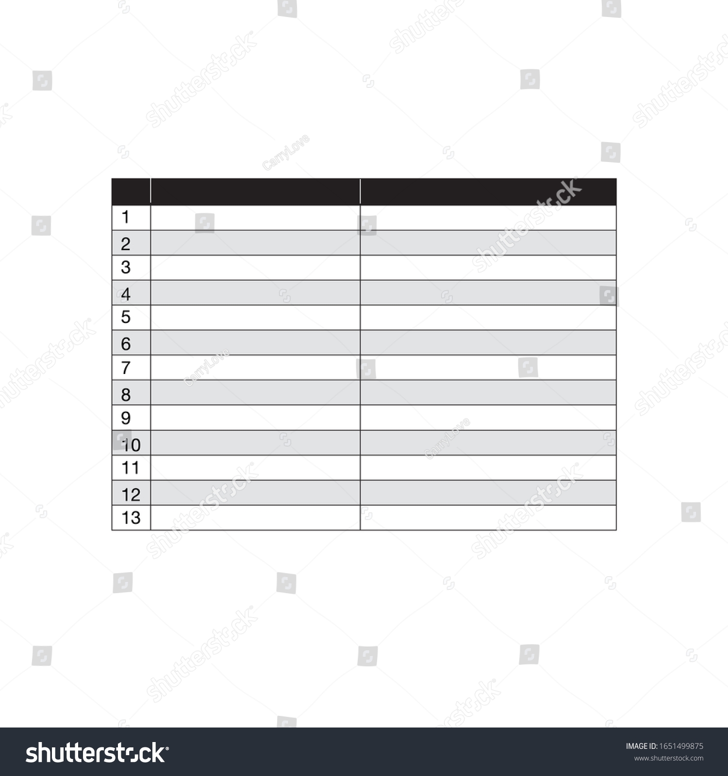 Empty Three Column Table Document Stock Stock Vector Royalty Free 1651499875 Shutterstock