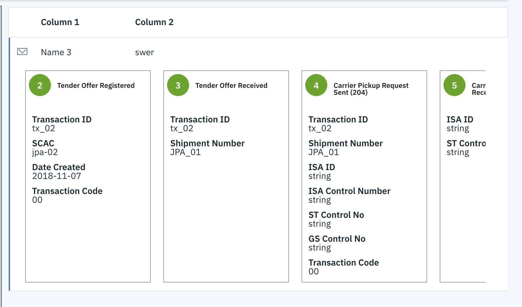 Two Column And Nine Rows Chart
