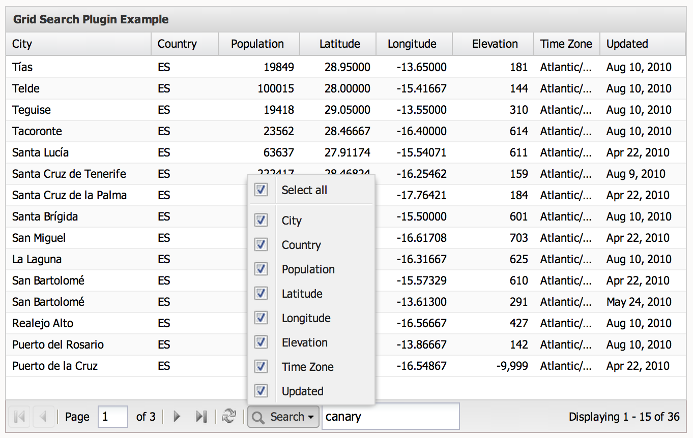 ExtJS Grid Search Plugin Learn From Saki