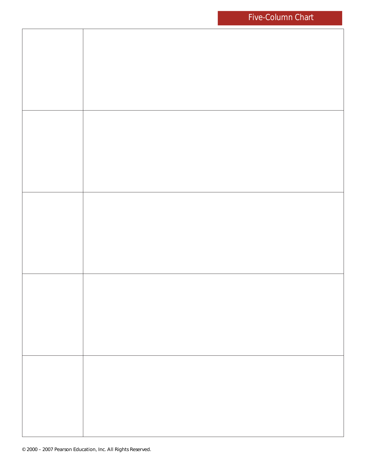 Five Column Chart Template