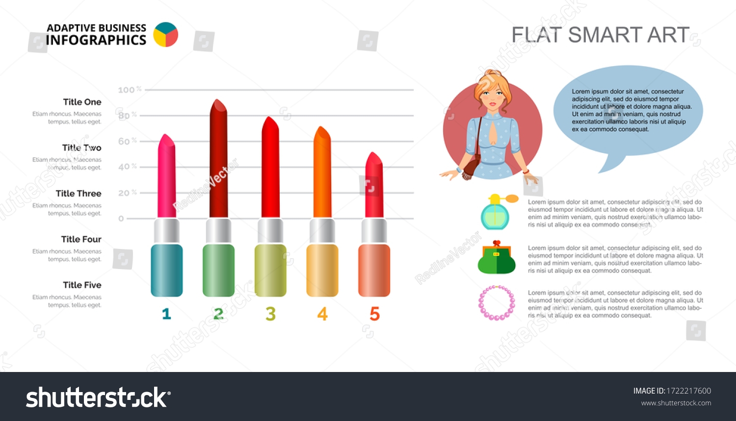 Five Lipsticks Bar Chart Business Data Stock Illustration 