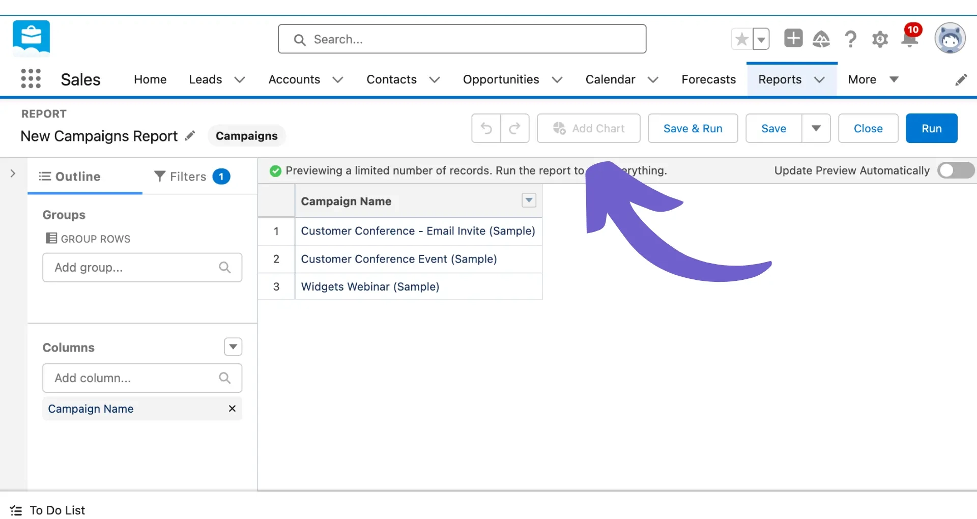 Column Chart Salesforce Lightning