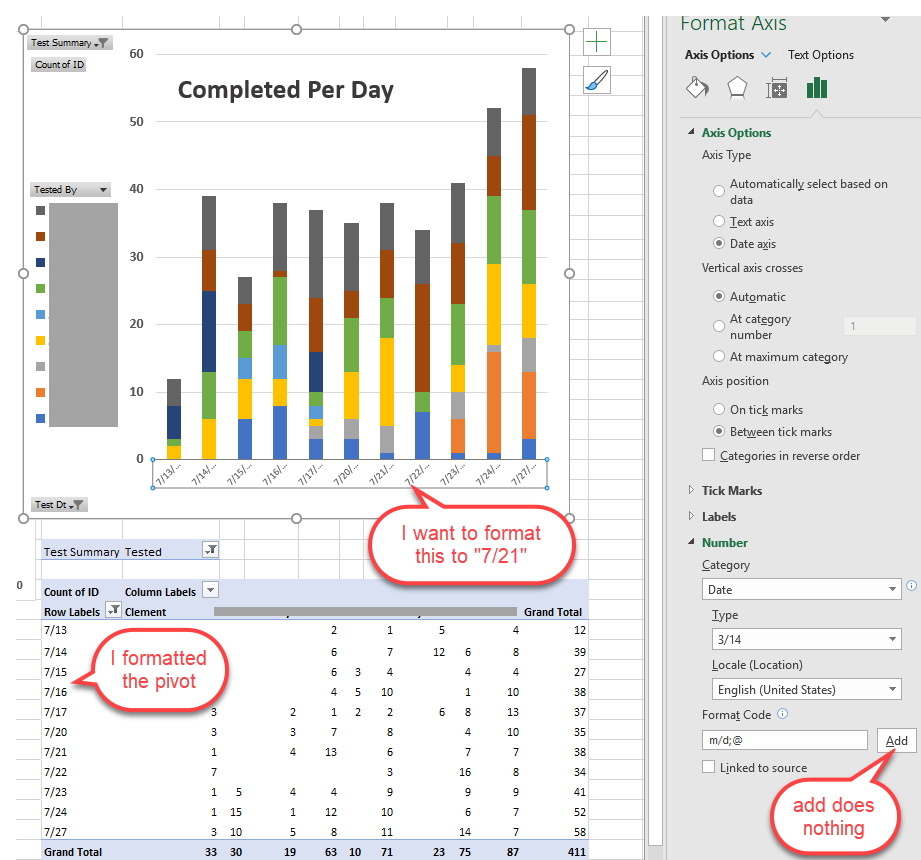 Formatting How To Format Excel Bar Chart Date Axis Tied To Pivot 