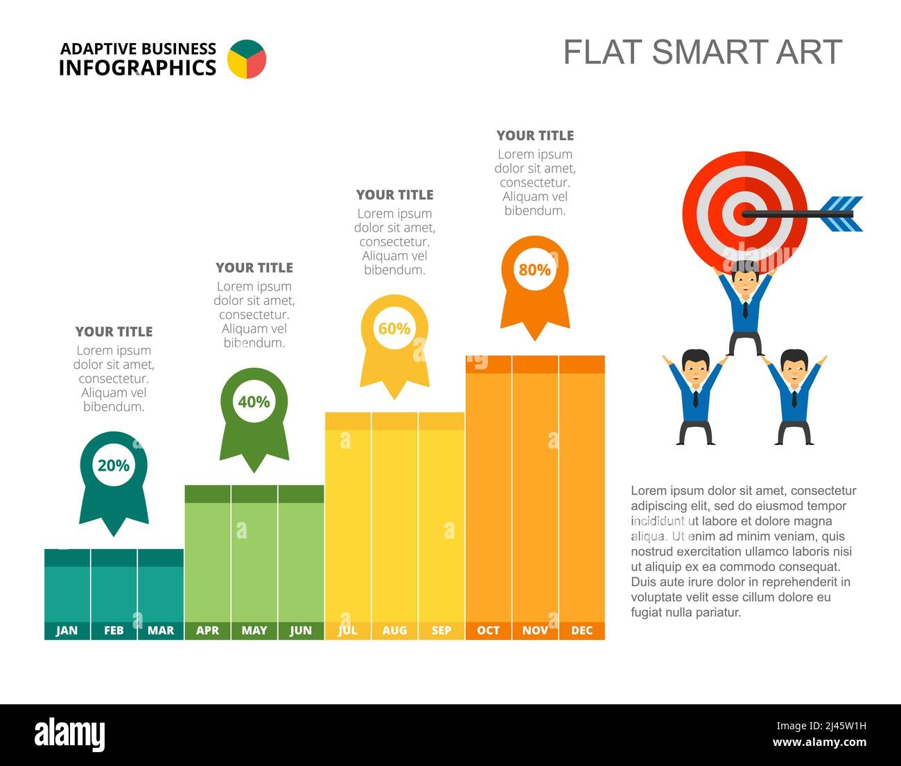 Four Columns Success Bar Chart Business Data Target Timeline 