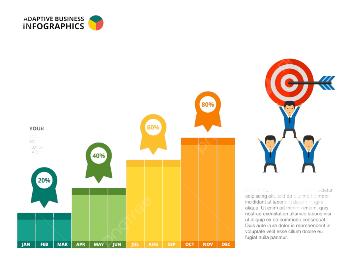 Four Columns Success Bar Chart Topics Layout Slide PNG And Vector With Transparent Background For Free Download
