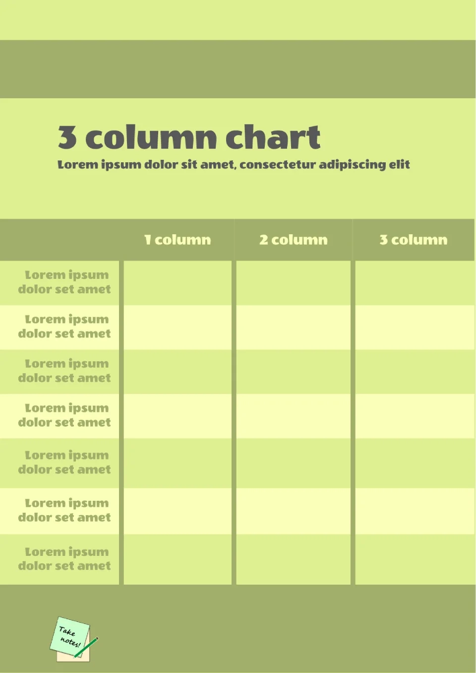Free 3 Column Chart Template For Google Docs