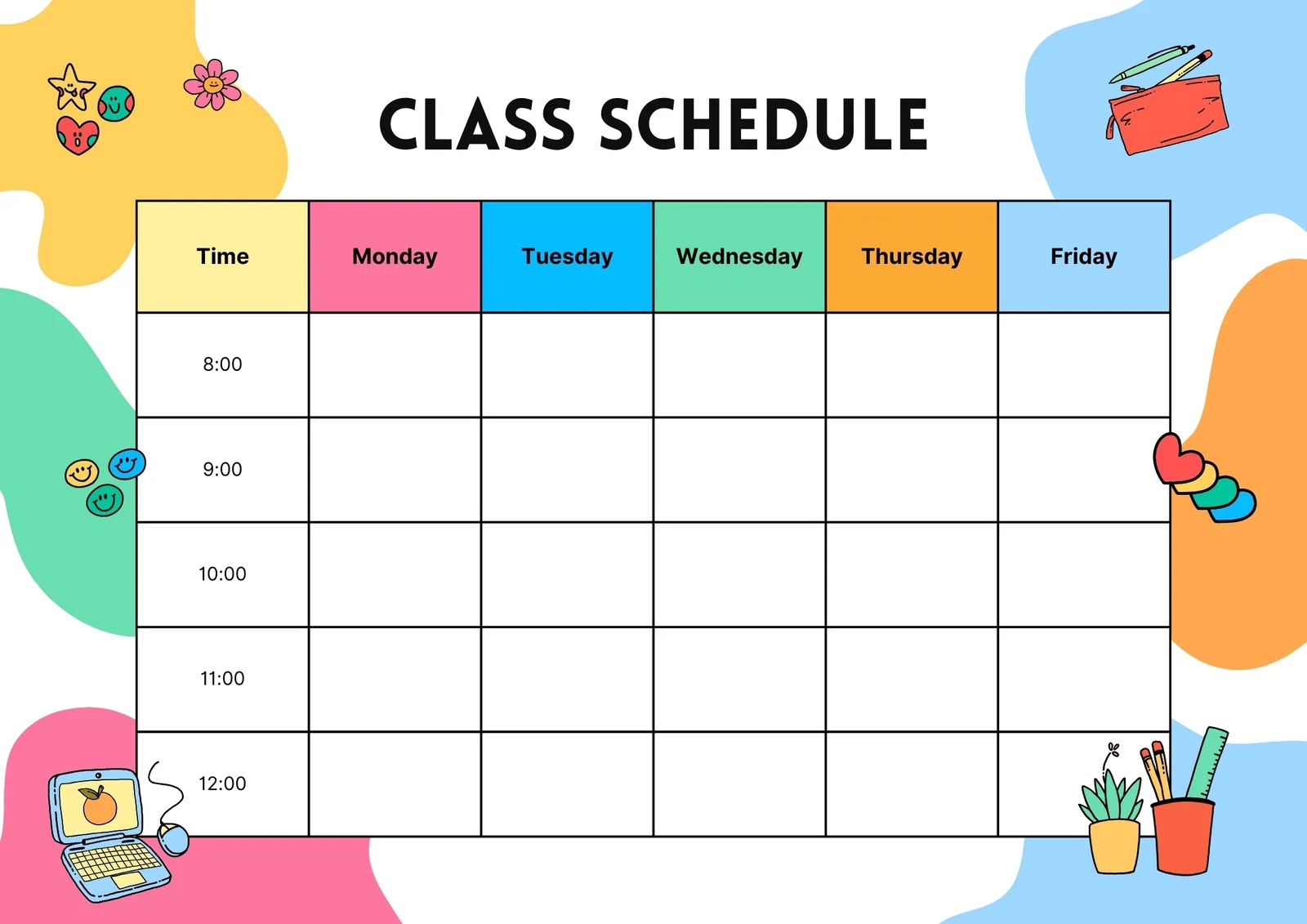 Free And Customizable Timetable Templates