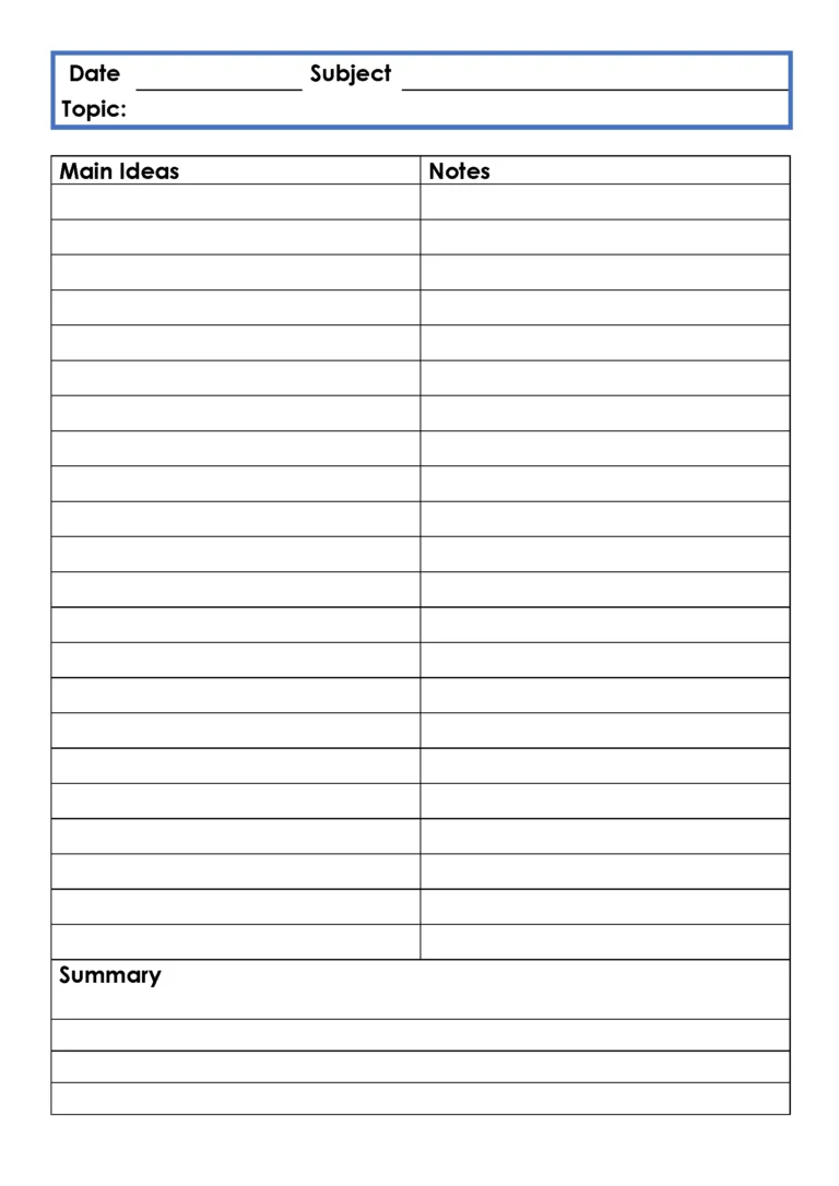 FREE Cornell Notes Template Word PDF U0026 Google Docs