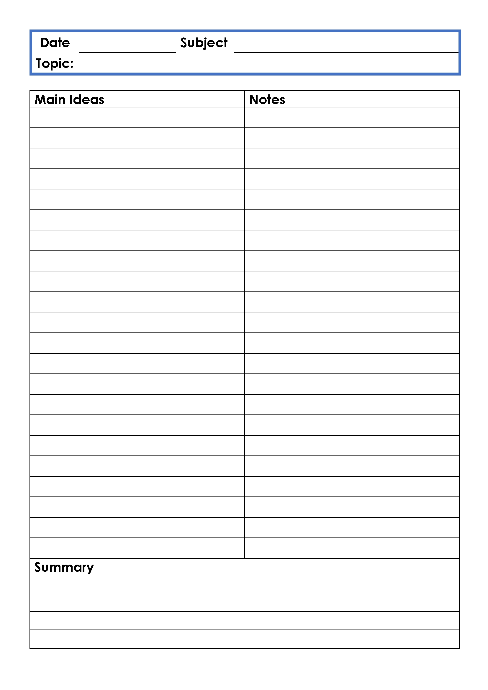 FREE Cornell Notes Template Word PDF U0026 Google Docs