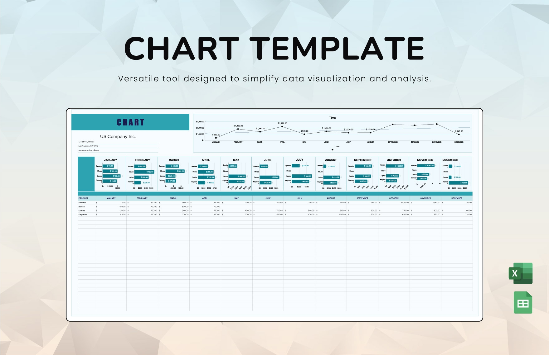 Basic Column Worksheet Template Chart 3x4