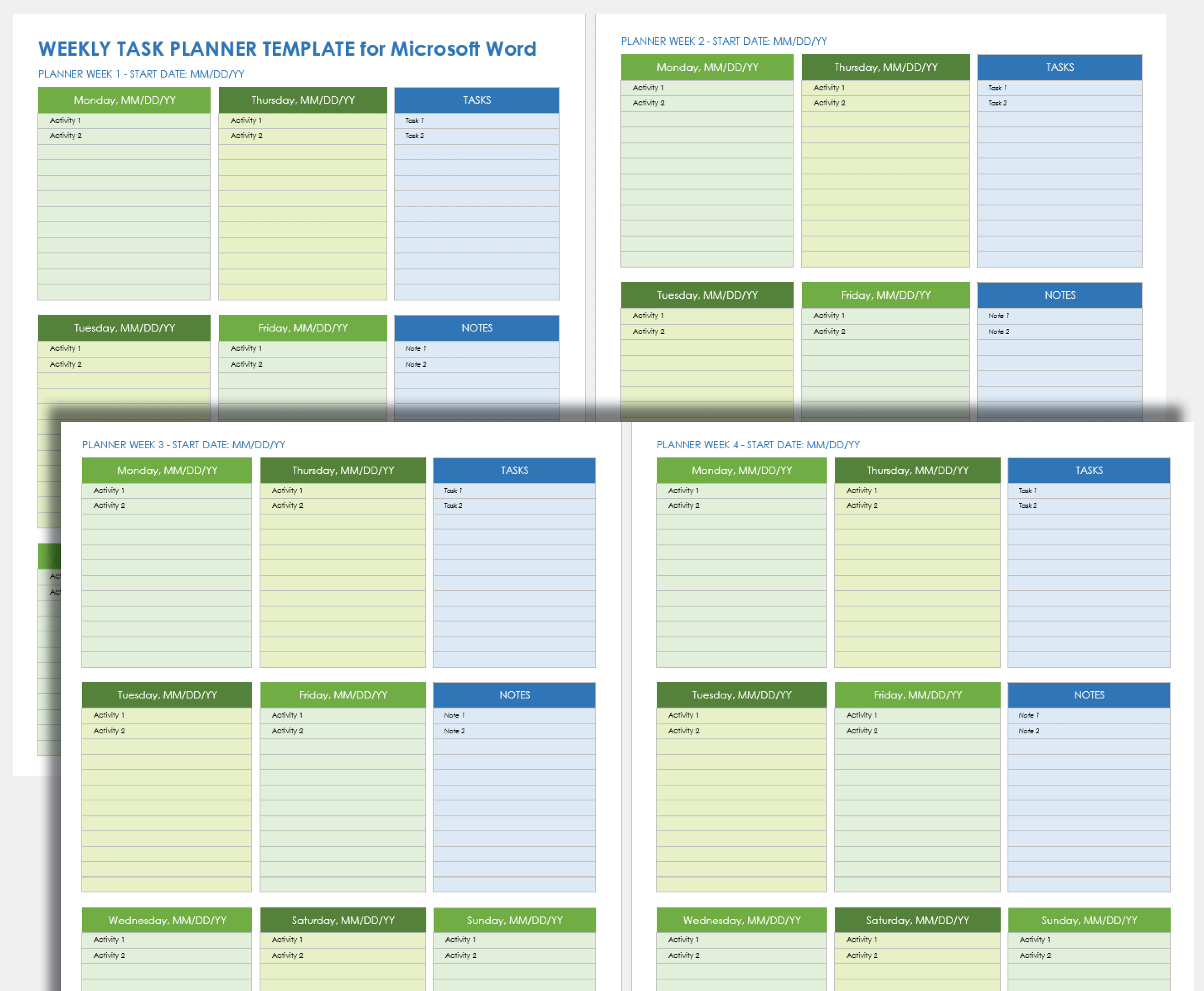 Column Task Assignment Chart