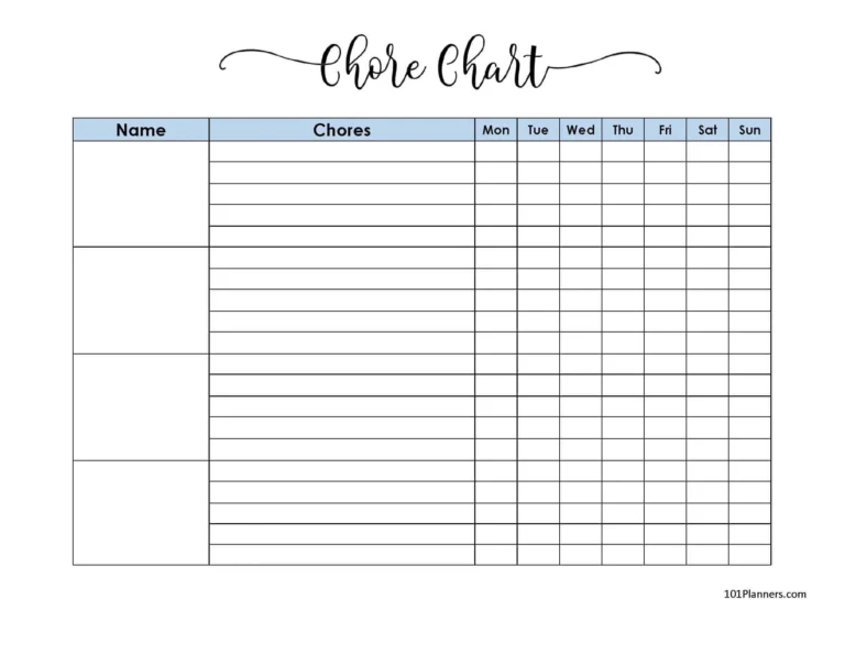 FREE Printable Family Chore Chart Many Templates Are Available
