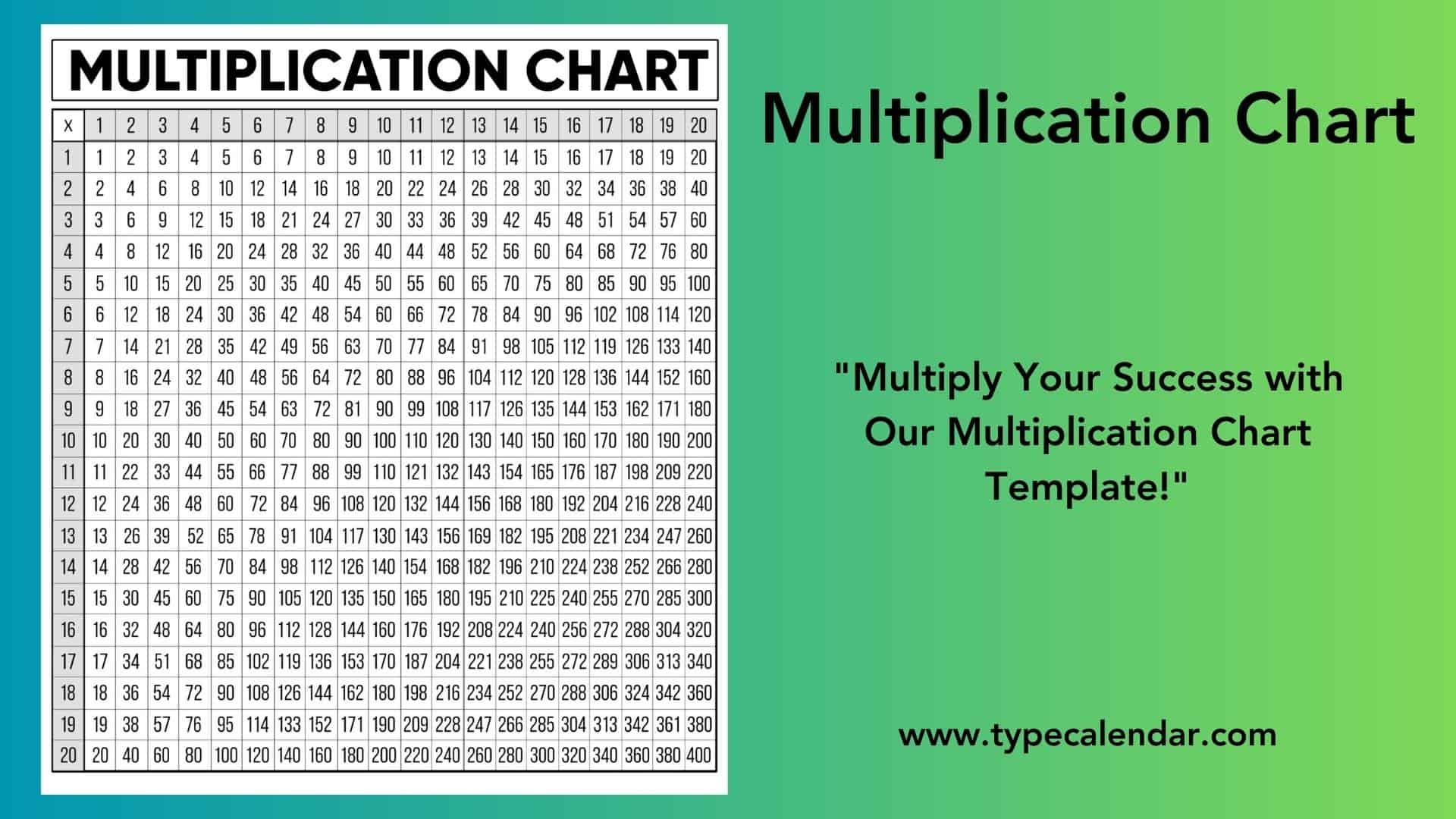 Free Printable Multiplication Chart Templates PDF Blank Example