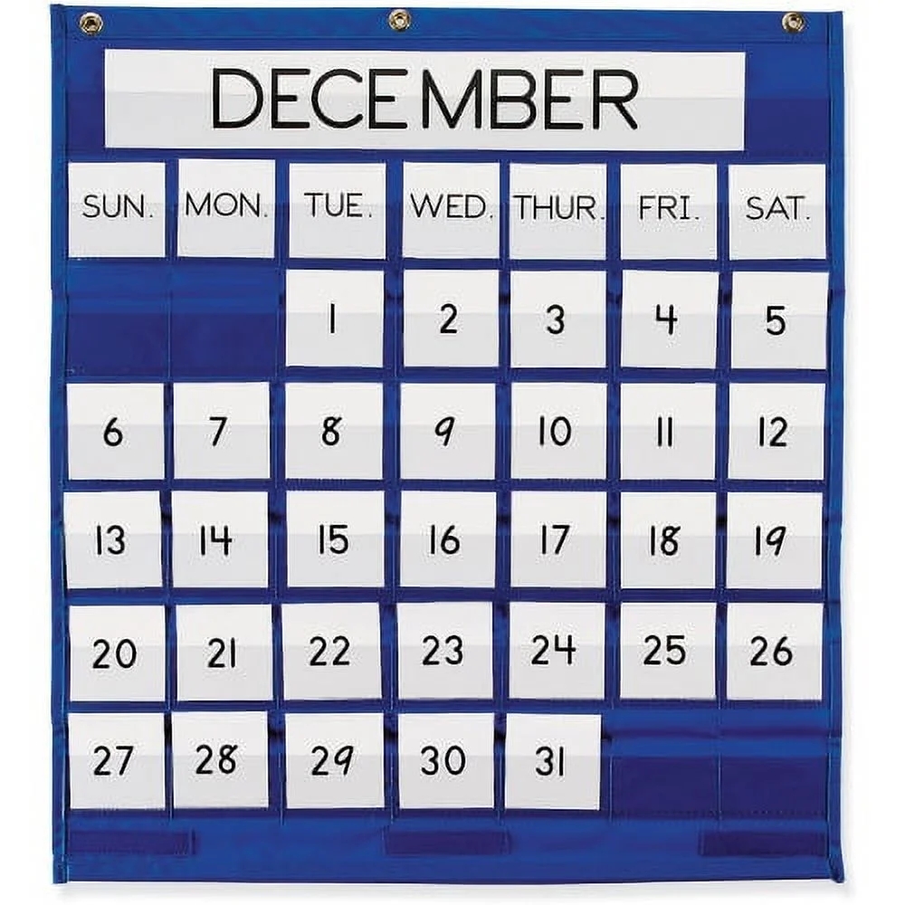 Free Shipping Pacon Monthly Calendar Pocket Chart 25