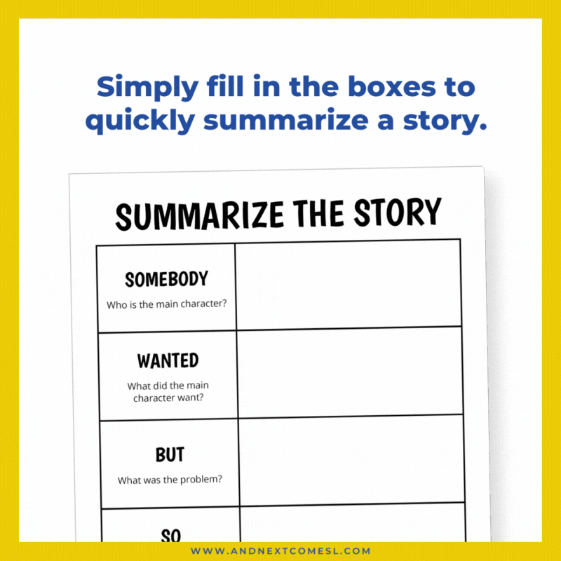 Free Somebody Wanted But So Then Graphic Organizers And Next 