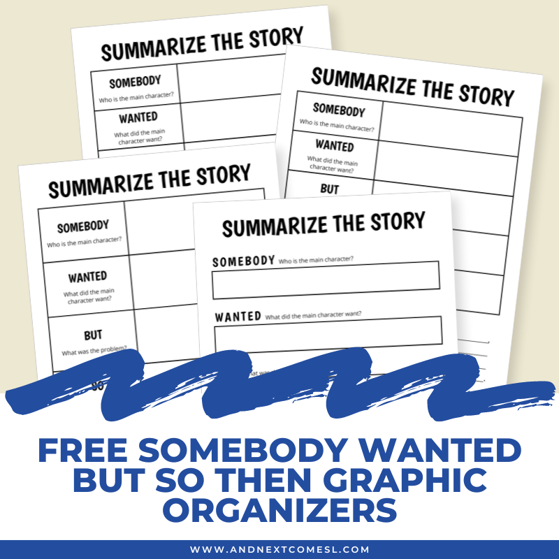 Free Somebody Wanted But So Then Graphic Organizers And Next 