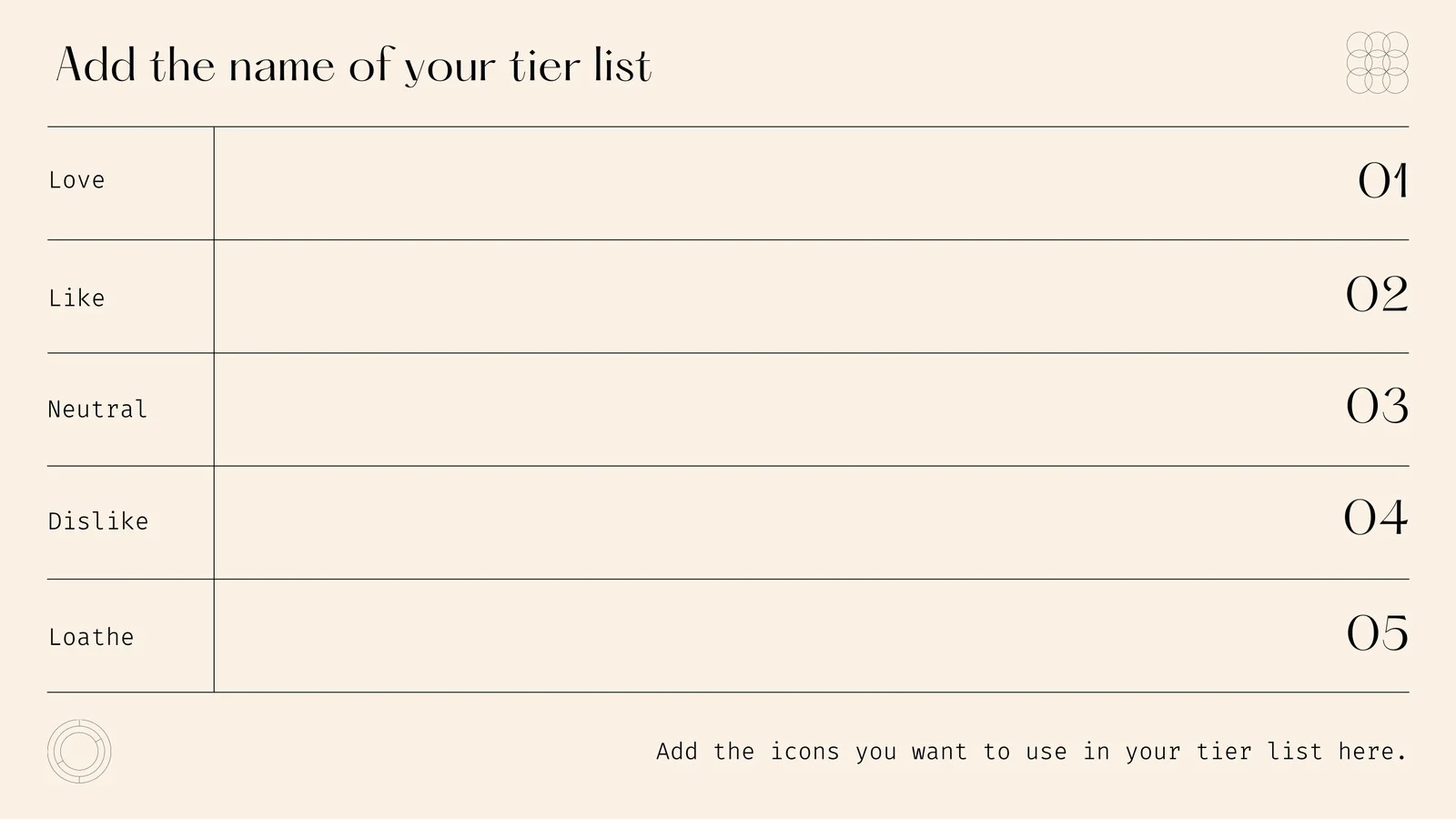Blank Rank Chart With 6 Columns