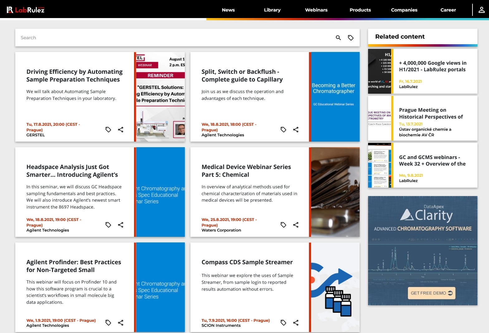 GC And GCMS Webinars Week 33 GC Column Webinars Overview LabRulez GCMS