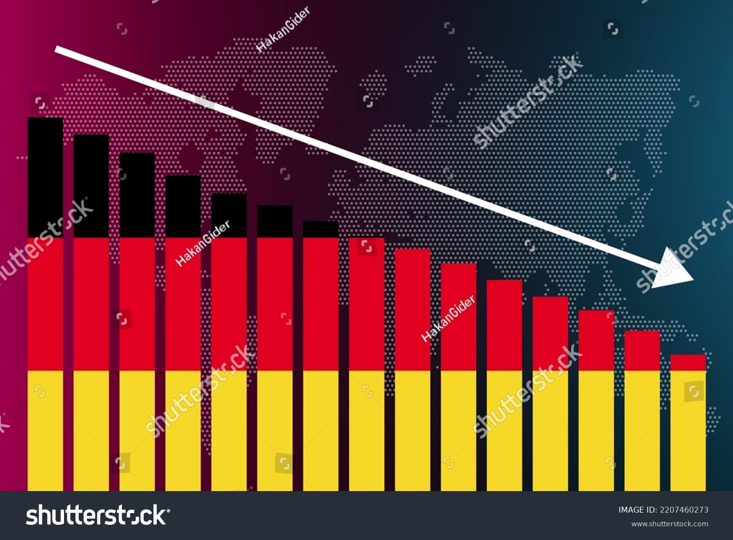 Germany Bar Chart Graph Decreasing Values Stock Vector Royalty 