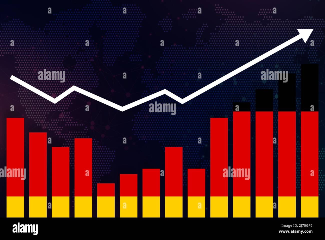 Germany Bar Chart Graph With Ups And Downs Increasing Values 
