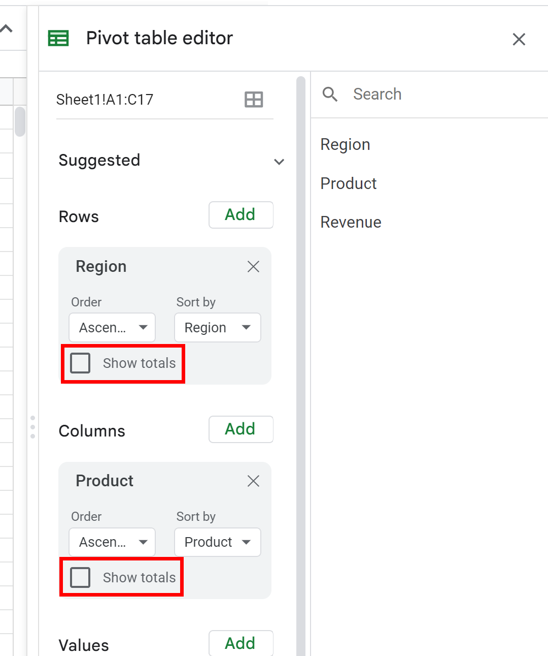 Pivot Chart Remove Column
