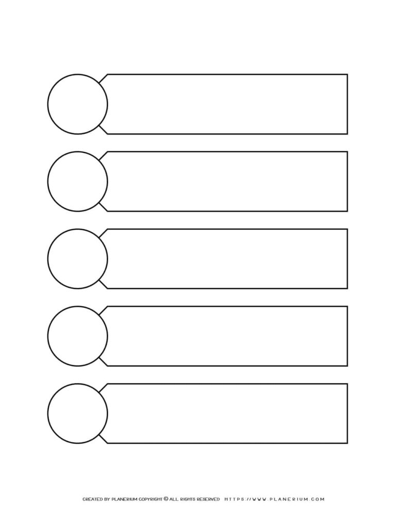 Graphic Organizer Five Sections Chart With Circles Aside Planerium