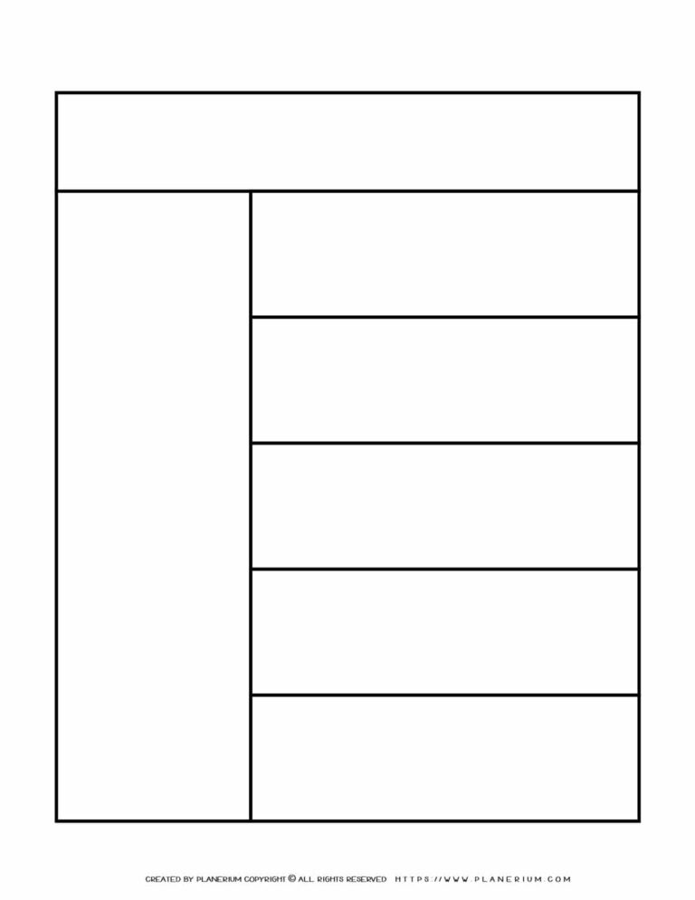 Graphic Organizer Templates One Column Five Rows Chart Planerium