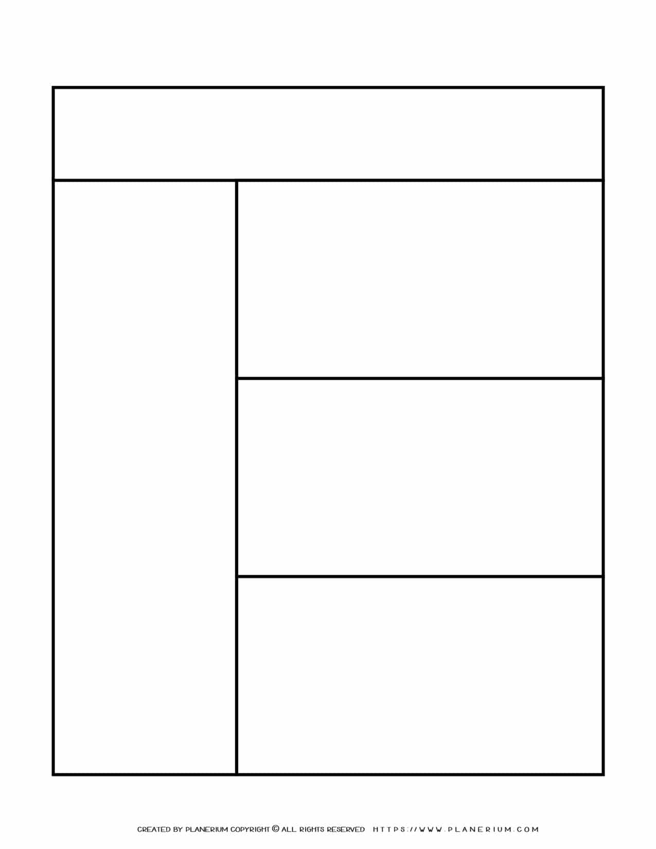 Graphic Organizer Templates One Column Three Rows Chart Planerium