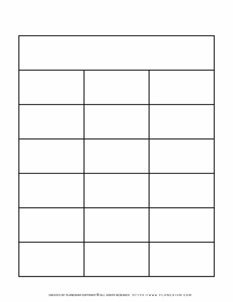 Graphic Organizer Templates Three Columns Chart Planerium