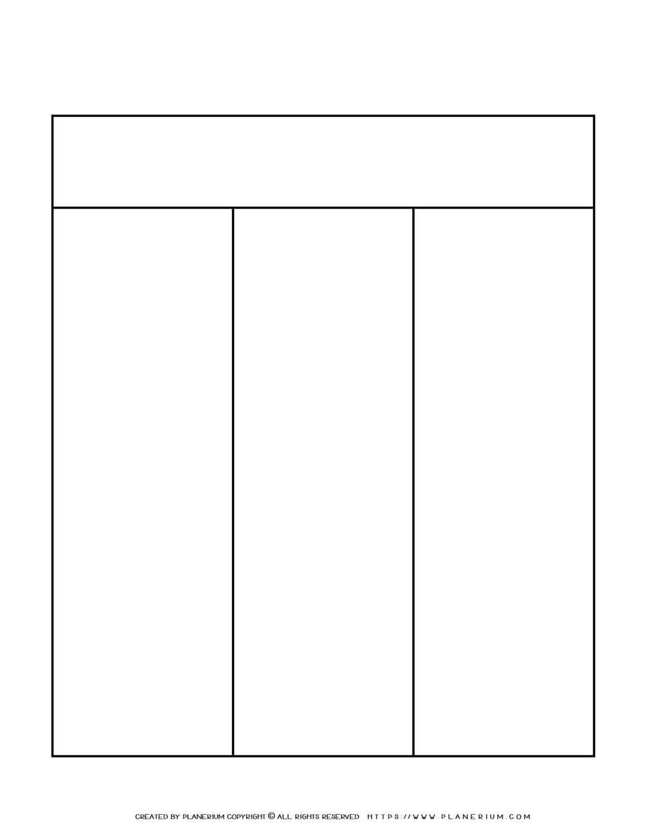 Graphic Organizer Templates Three Columns Chart Planerium Worksheets Library