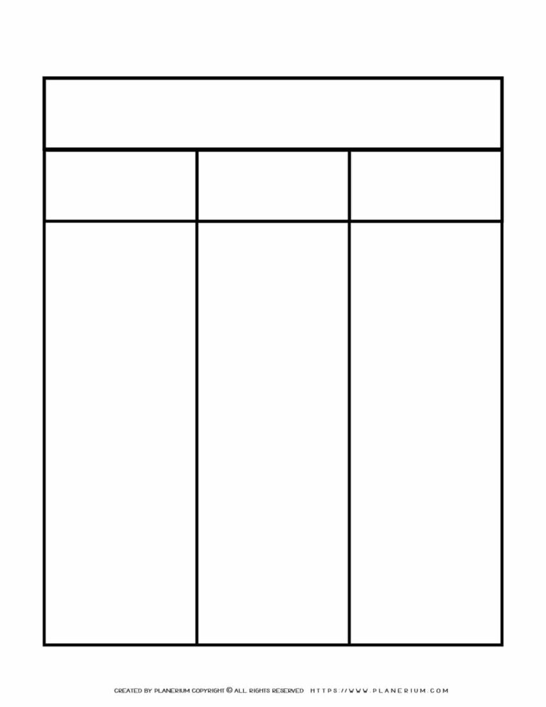 Graphic Organizer Templates Three Columns Two Rows Chart Planerium