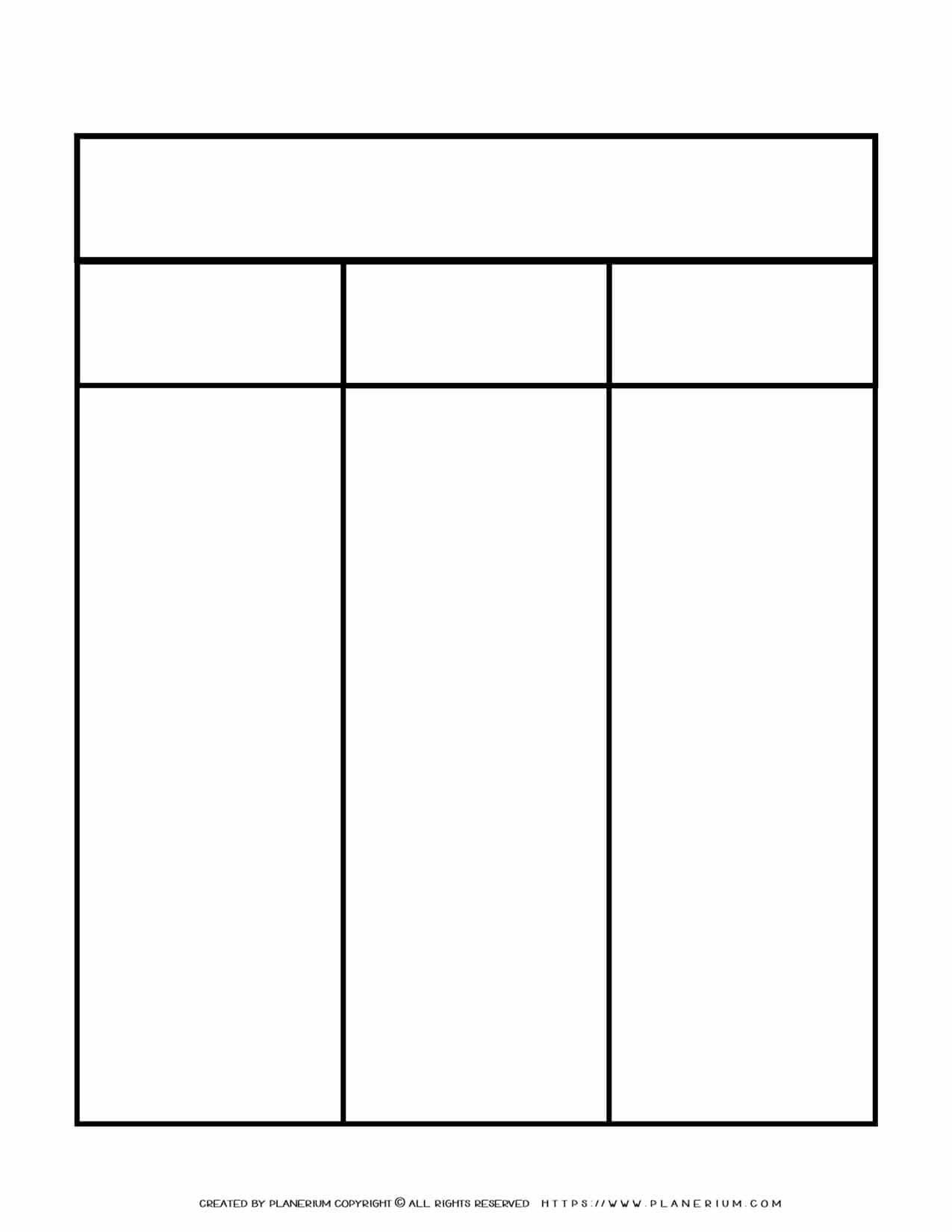 Graphic Organizer Templates Three Columns Two Rows Chart Planerium