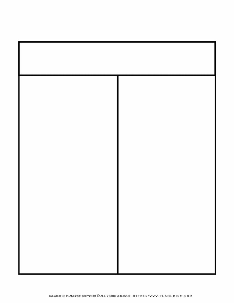 Graphic Organizer Templates Two Columns Chart Planerium