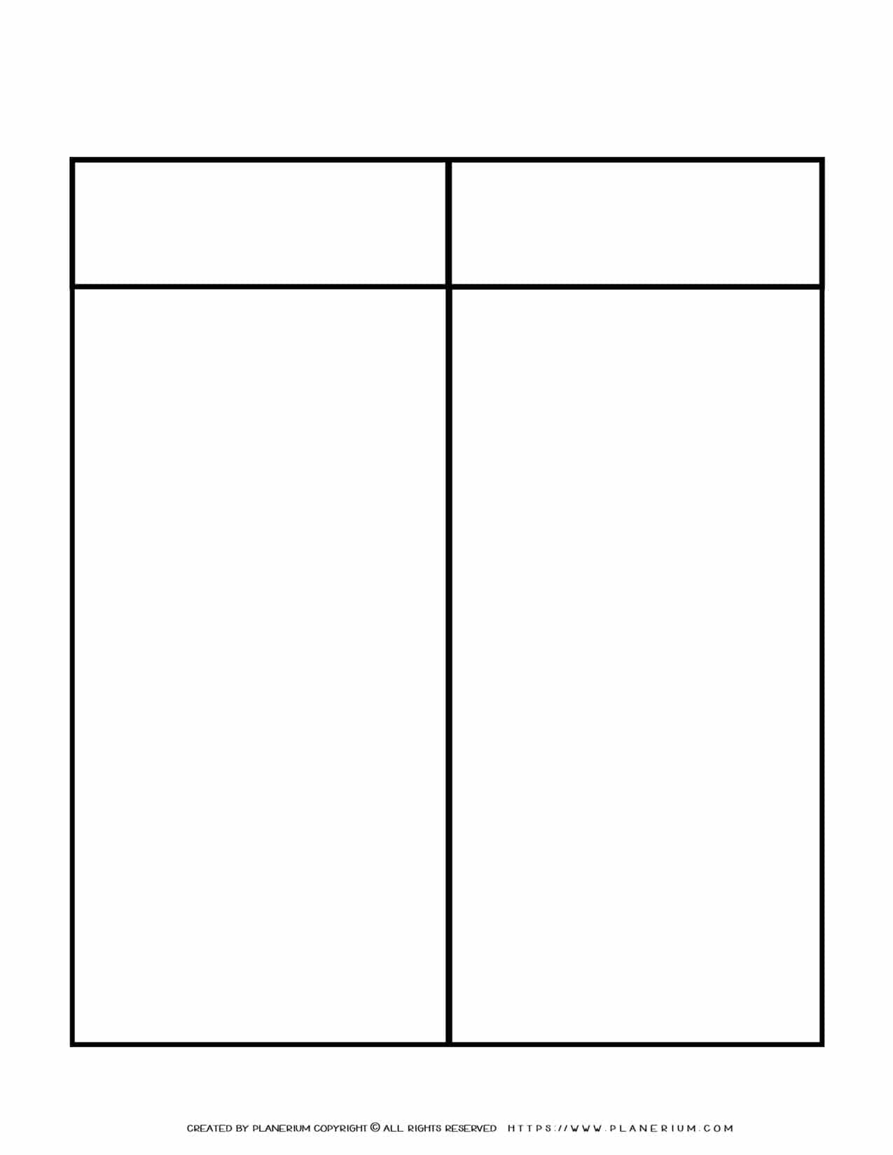 Graphic Organizer Templates Two Columns One Row Chart Planerium