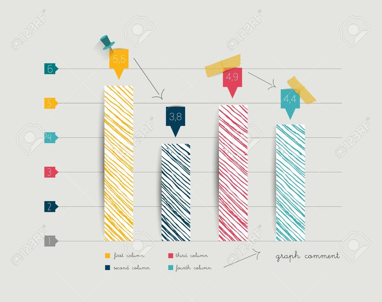 Hand Drawn Flat Column Graph Trend Color Minimalistic Chart For Print Or Web Page Infographic Vector Royalty Free SVG Cliparts Vectors And Stock Illustration Image 28675735 