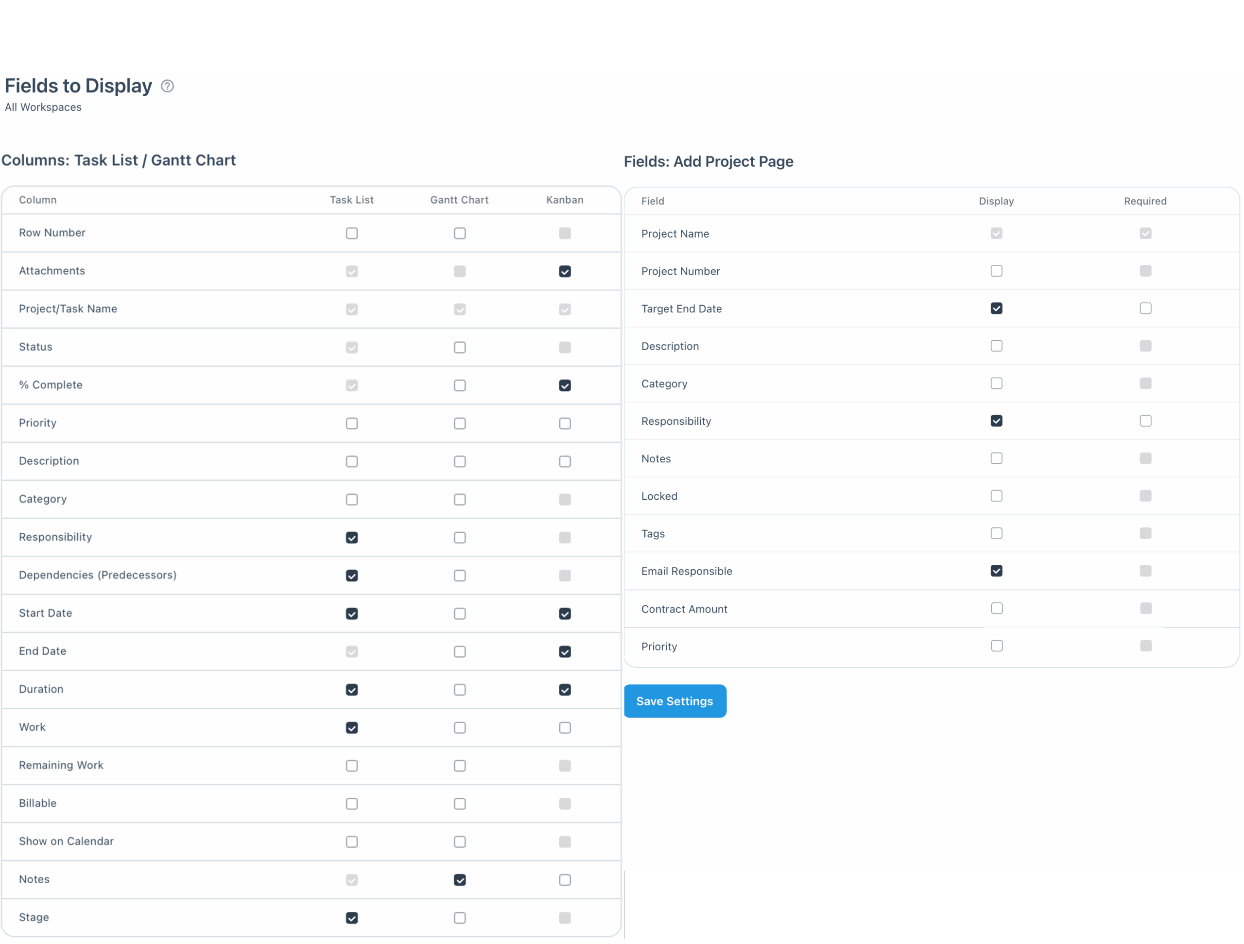 Hide Display Projects Columns And Fields Workzone Knowledge Base
