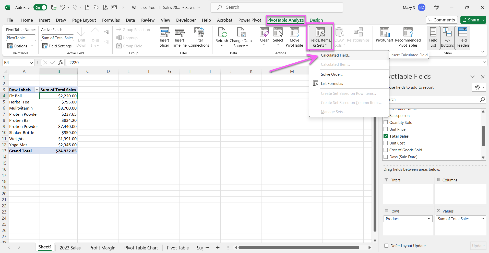 How To Add A Calculated Field To A Pivot Table In Excel Sharon Smith Elevating Professionals