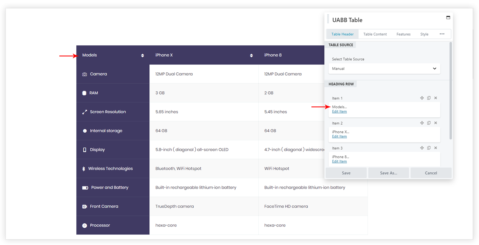 How To Add Table Header Ultimate Addons For Beaver Builder