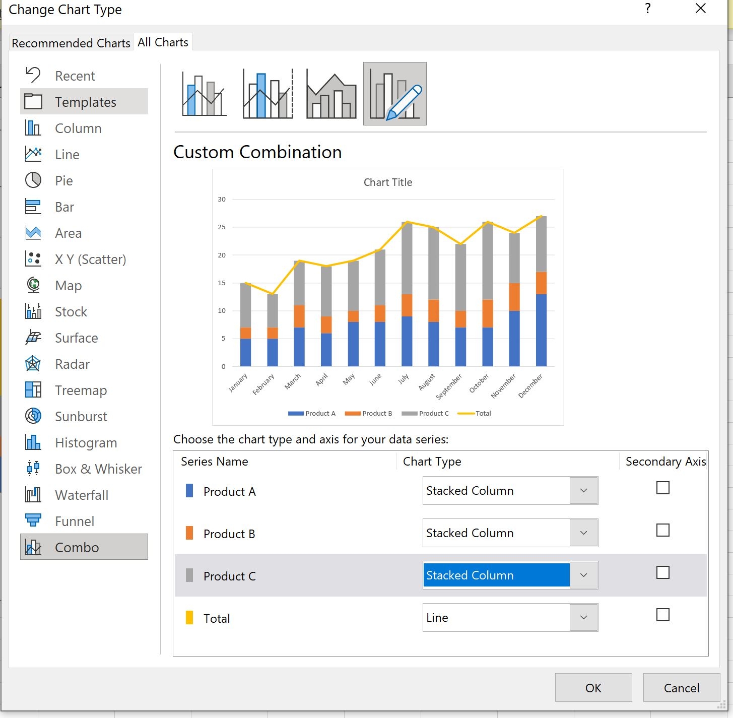 Add Total To Stacked Column Chart