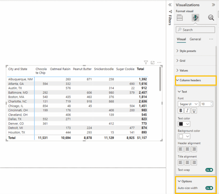 How To Change And Specify Width Of Columns In Power BI