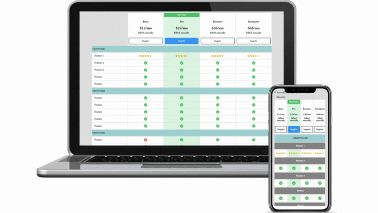 How To Create A Responsive Comparison Table W HTML U0026 CSS Launch Hub Studio