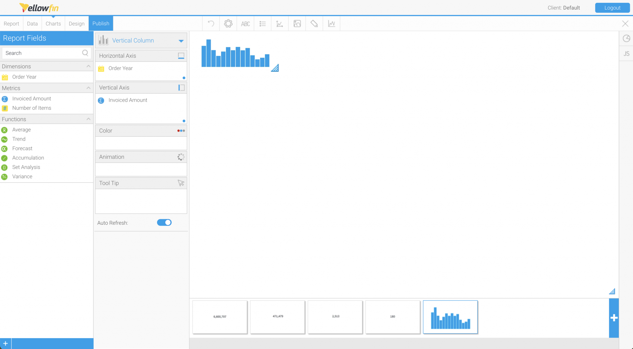 How To Create Big Number And Vertical Column Charts In Yellowfin