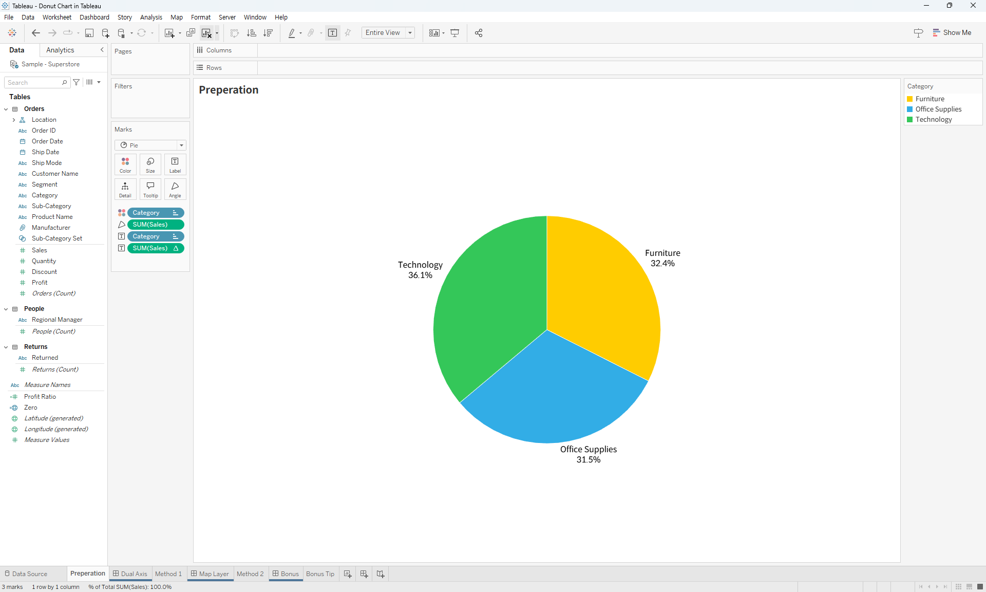 How To Create Donut Chart In Tableau
