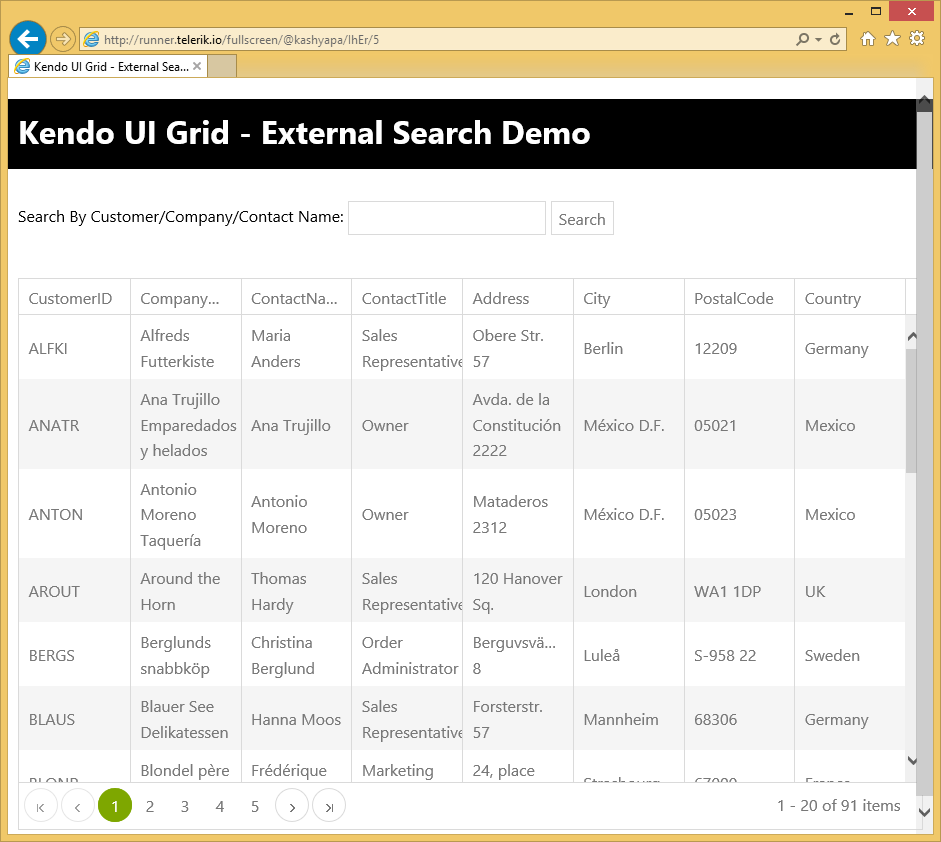 How To External Search Box For Kendo UI Grid Helping Ninja Technologists
