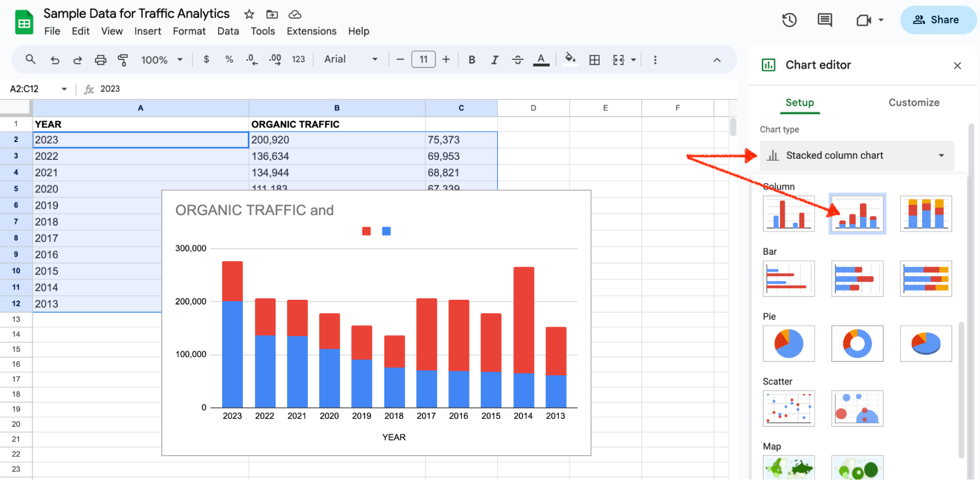 How To Make A Stacked Column Chart In Google Sheets