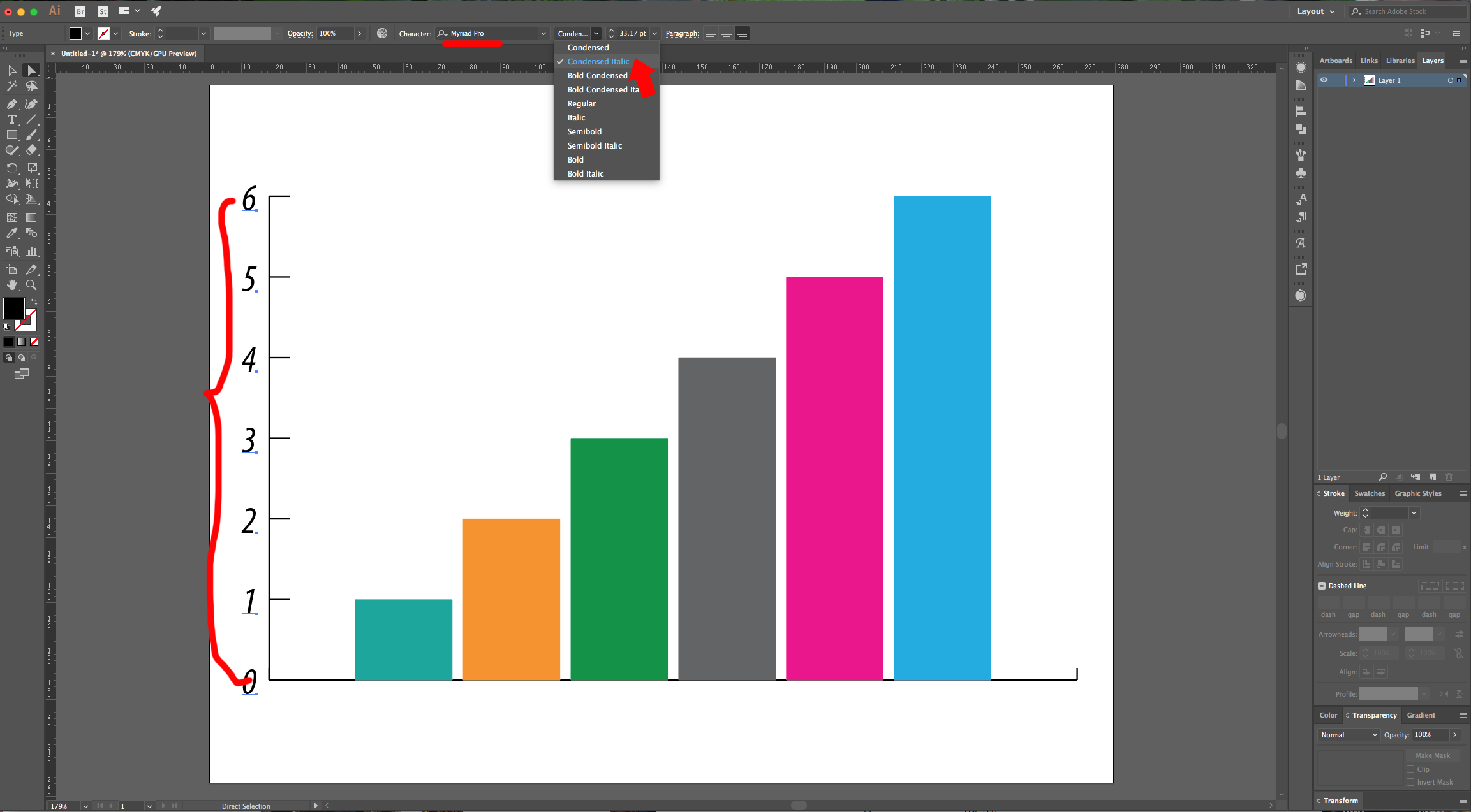 Radial Column Chart Illustrator