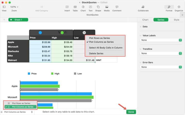 How To Use Charts And Graphs In Numbers On Mac IPad IPhone